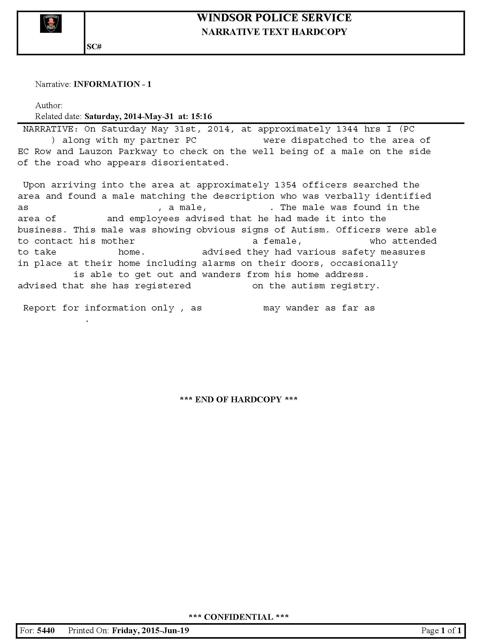 Street Check Sample 5