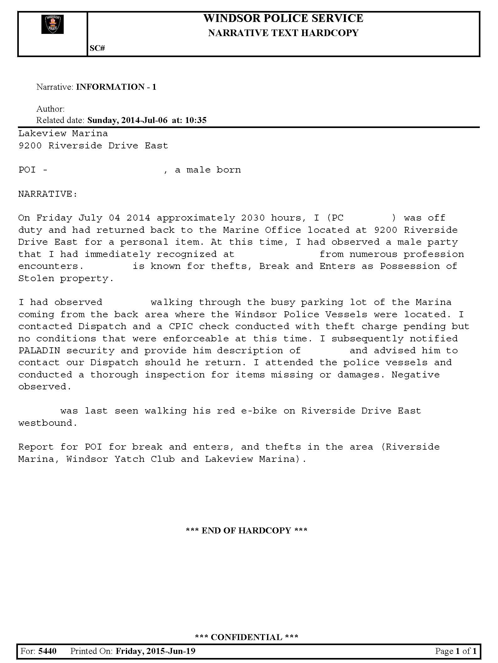 Street Check Sample 4