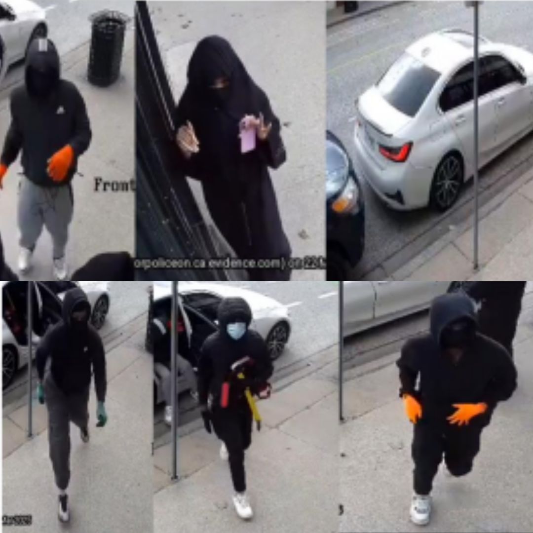 Five suspects sought for attempted jewelry store robbery