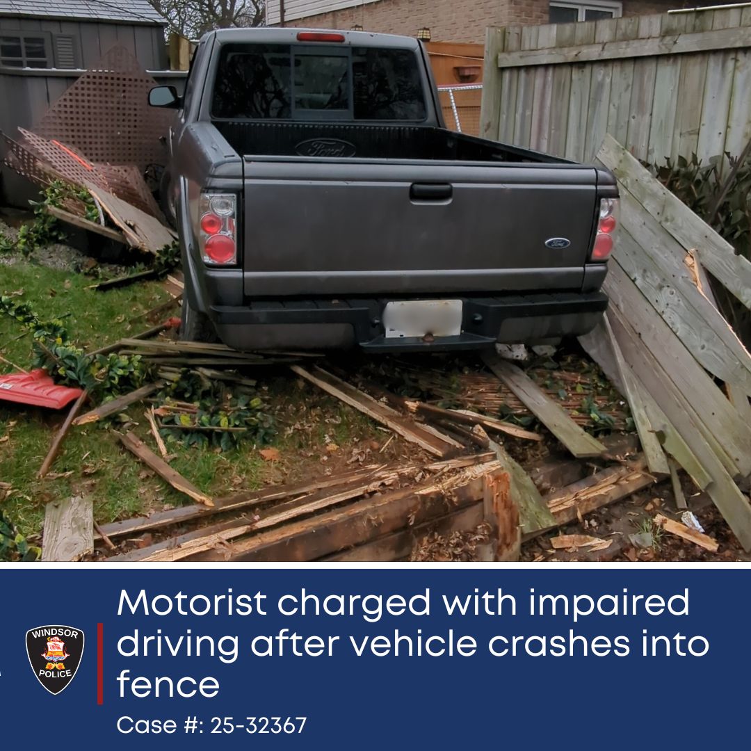 Motorist charged with impaired driving after vehicle crashes into fence 