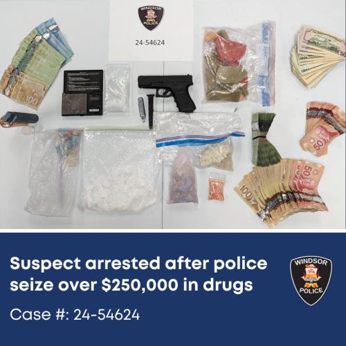 Photograph of drugs and weapons seized as evidence